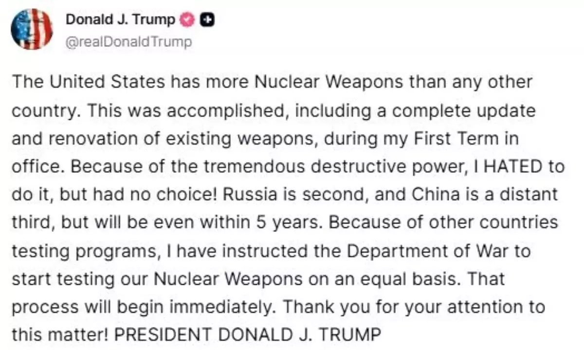 Trump, Nükleer Silah Testlerine Yeniden Başlama Talimatı Trump, Nükleer Silah Testlerine Yeniden Başlama Talimatı